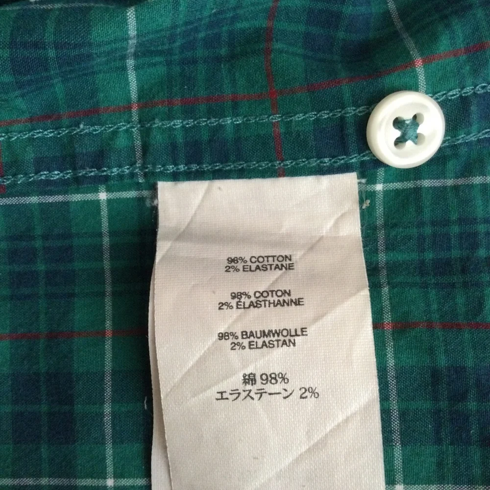 J.Crew Men's Slim Green Plaid Stretch Button Up Long Sleeve Shirt Size S